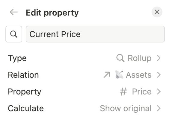 image of the rollup property to show the asset price
